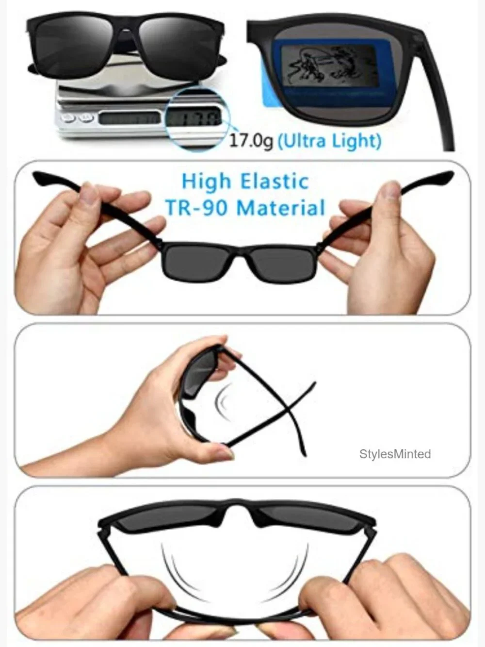 TR90 Unbreakable Polarized Sunglasses Lightweight UV400 Driving